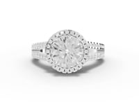 2.17 Ct Round Lab Diamond Double Halo Accent Ring 1.5 Ct Center
