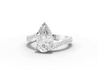 2.54 Ct Pear Lab Diamond Bypass Pavé Ring 2.00 Ct Center