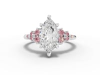 2.32 Ct Marquise Solitaire Lab Diamond Floral Cluster Ring 2.00 Ct Center