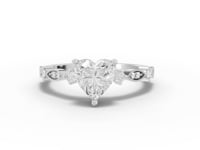 1.13 Ct Heart Solitaire Accent Lab Diamond Ring