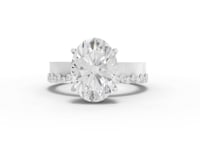3.31 Ct Oval Solitaire Ring with Beaded Band 3.00 Ct Center