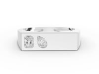 0.17 Ct Dual Diamond Architectural Signet Wedding Band