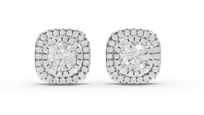 4.11 Ct Double Halo Diamond Stud Earrings