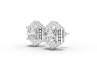 3.31 Ct Hexagon Halo Round Diamond Stud Earrings