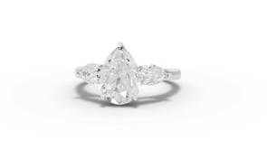 2.62 Ct Pear Shape Three Stone Diamond Engagement Ring