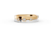 0.092 Ct Two Tone Princess Cut Diamond Wedding Band