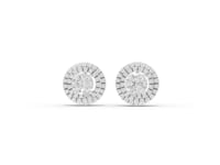 3.78 Ct Double Halo Round Diamond Stud Earrings