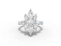 2.08 Ct Floral Marquise Diamond Statement Ring