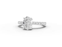2.19 Ct Oval Hidden Halo With Side Stone Ring