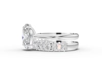 2.91 Ct Oval Solitaire With Side Diamond Band Ring