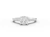 1.33 Ct Round Diamond Solitaire With Side Stone Ring