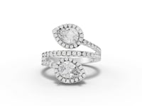 2.15 Ct Double Pear Halo Bypass Diamond Ring