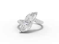 2.43 Ct Marquise Toi et Moi Bypass Ring with Pavé Band