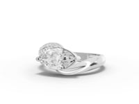1.68 Ct Marquise Bypass Ring with Pavé Band 1.5 Ct Center