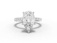 3.37 Ct Pear Solitaire Pavé Engagement Ring