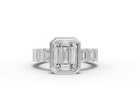 3.29 Ct Emerald Cut Bezel Channel-Set Engagement Ring
