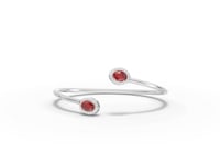 1.73 Ct Ruby Open Cuff Bangle with Diamond Halo