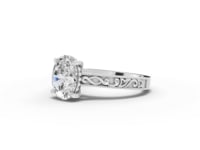 3.03 Ct Vintage Oval Hidden Halo With Milgrain Band