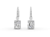 15.12 Ct Radiant Drop Earrings with Round Diamond Accent