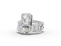 3.84 Ct Radiant Solitaire Bridal Ring Set