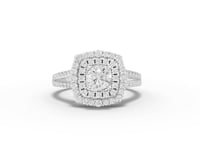 0.93 Ct Round Double Halo Lab Grown Diamond Ring