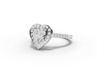 1.41 Ct Heart Halo With Side Stone Lab Grown Diamond Ring