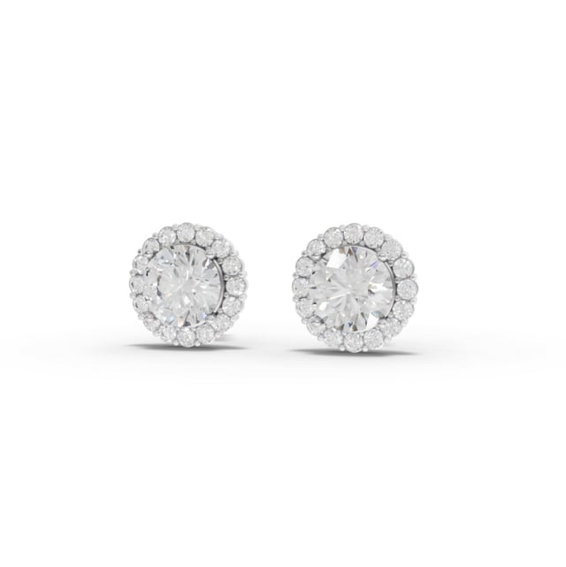2.40 Ct Round Halo Lab Grown Diamond Stud Earrings