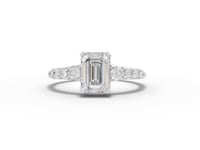 1.24 Ct Emerald Solitaire Lab Diamond Ring with Graduated Pavé Band