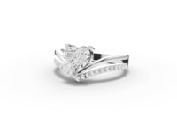 1.15 Ct Heart Solitaire Pavé V-Band Lab Diamond Ring