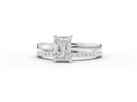 1.36 Ct Radiant Solitaire Pavé Lab Grown Diamond Bridal Set