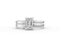 1.00 Ct Radiant Solitaire Lab Diamond Bridal Ring Set