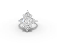 5.31 Ct Marquise Cluster Side Stone Lab Diamond Engagement Ring
