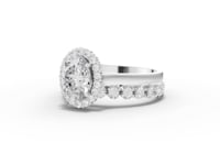 1.70 Ct Oval Halo Lab Grown Diamond Bridal Ring Set
