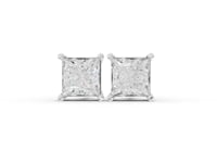 1.5 Ct Each Princess Solitaire Lab Diamond Stud Earrings