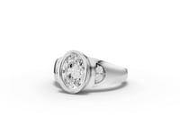 1.60 Ct Oval Bezel Diamond Ring with Side Diamond