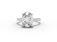 4.14 Ct Oval Lab Diamond Pavé Solitaire Ring