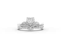 0.64 Ct Heart Solitaire With Side Stone Band Set