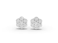 1.42 Ct Round Cluster Flower Stud Earrings