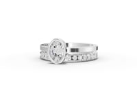 0.80 Ct Oval Bezel Lab Grown Diamond Bridal Ring Set