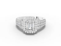 1.74 Ct Emerald Halo Pavé Band Ring