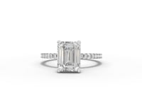 2.23 CT Emerald Hidden Halo Pavé Ring