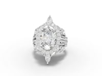 6.68 CT Oval Halo Marquise Accent Lab Diamond Bridal Set