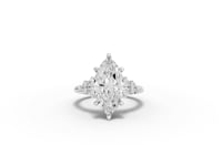 4.29 CT Marquise Prong Side Stone Lab Diamond Ring