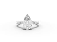 2.75 CT Pear Lab Diamond Engagement Ring with Pavé Band