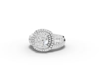 2.20 Ct Round Double Halo Lab Diamond Ring with Row Band, video