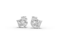 3.00 CT Mixed Shape Lab Diamond Three Stone Stud Earrings, video