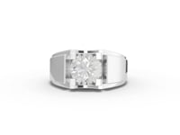 2.00 CT Round Lab iamond Prong Solitaire Men's Wide Band Ring