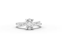1.13 CT Oval Lab Diamond Twisted Band Engagement Ring with Side Stones