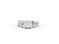 1.31 CT Round Lab Diamond Ring with Marquise Accents