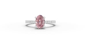 1.27 CT Pink Oval Solitaire Diamond Pavé Engagement Ring